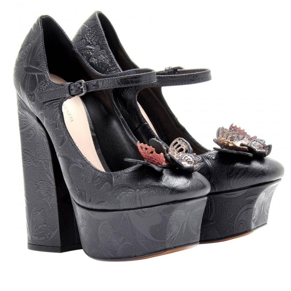 Bottega Veneta Black Platform Mary Jane Heels